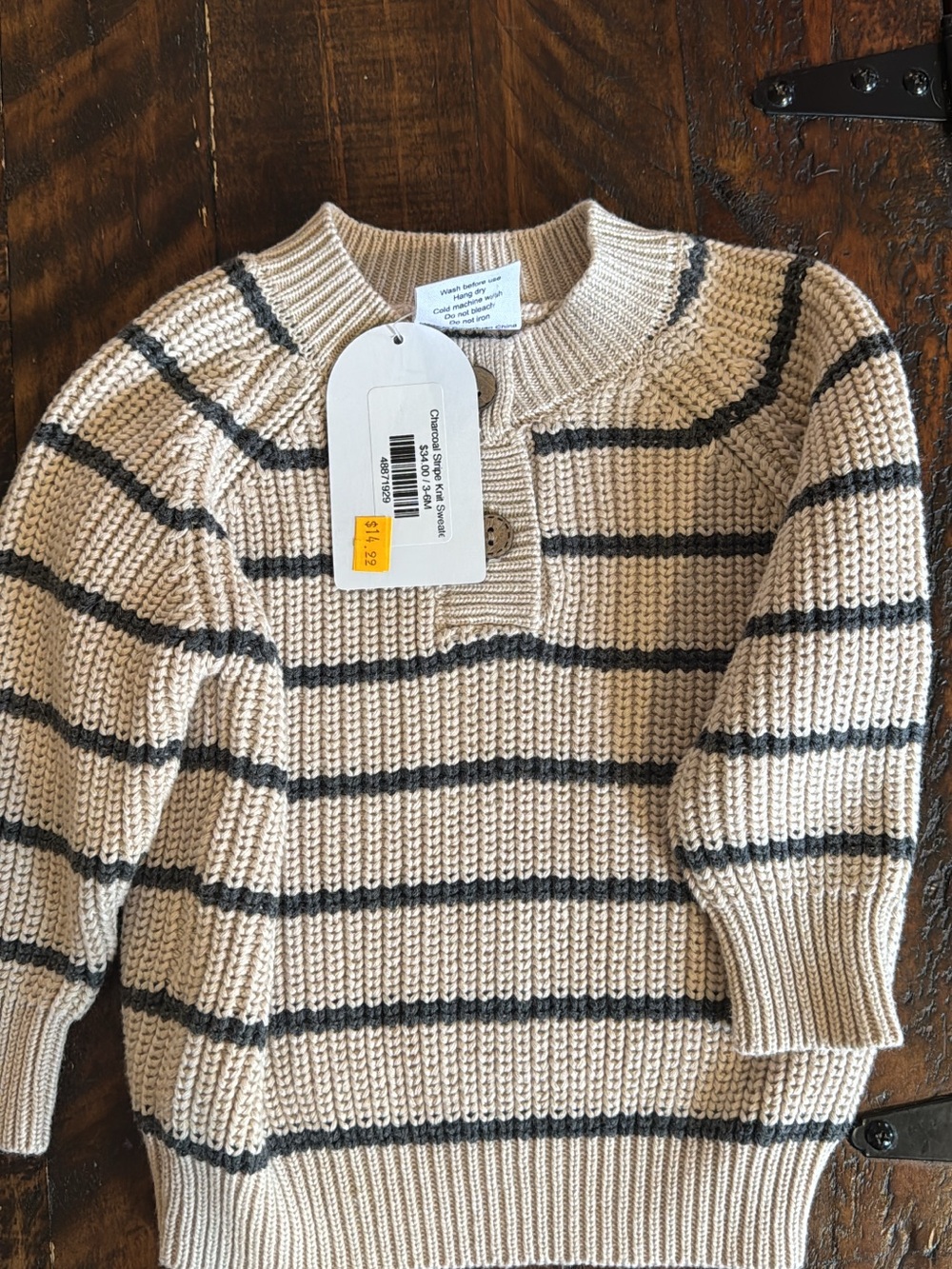 Baby Cream and Black Striped Knit Sweater